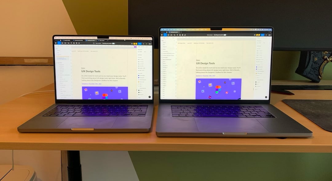 The 14 inch and 16 inch MacBook Pro side by side