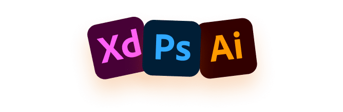 The logo of three popular Adobe CC apps