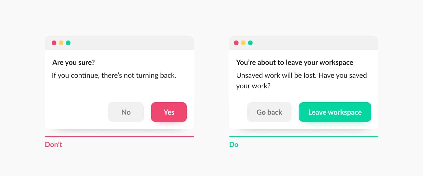 Dialogs in UX writing