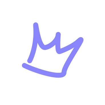 An icon of a scribbled purple crown icon